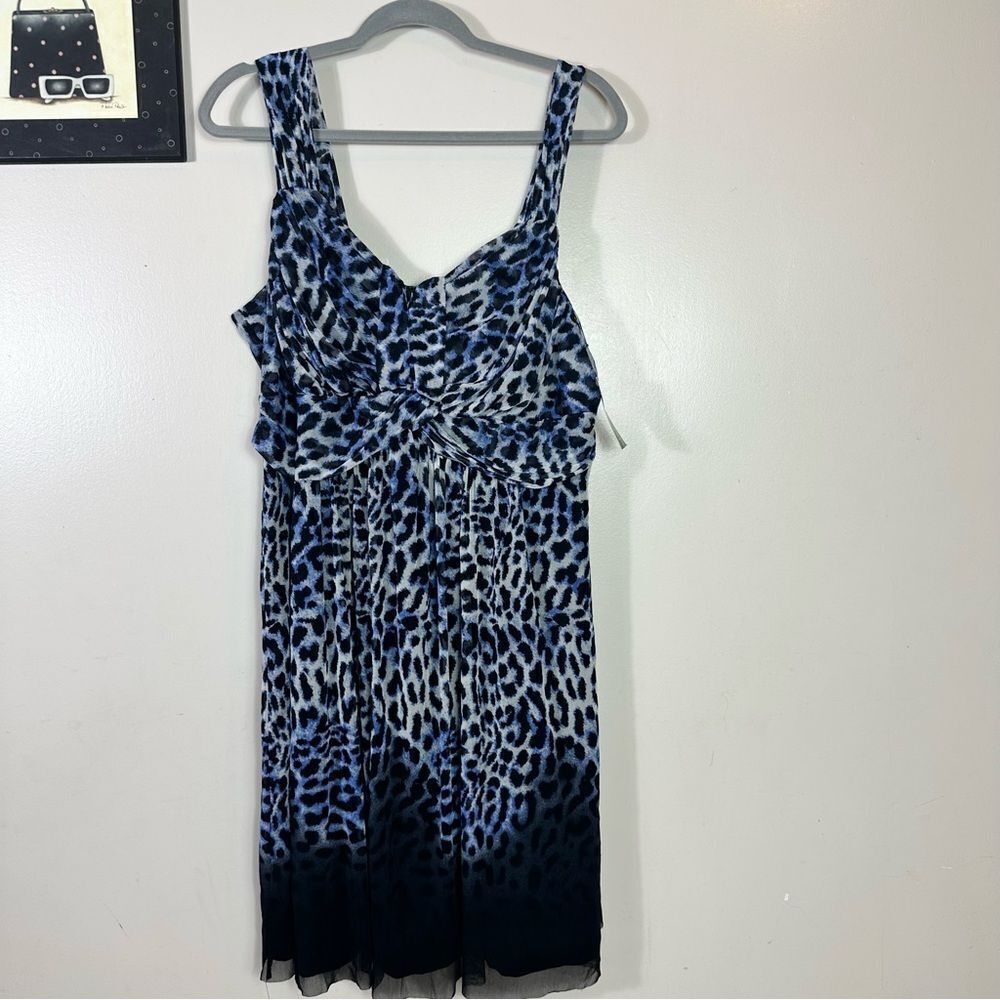 INC International Concepts Blue and Black Patterned Dress
